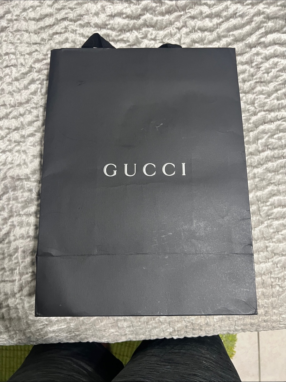Gucci Black Shopping Bag with White Logo